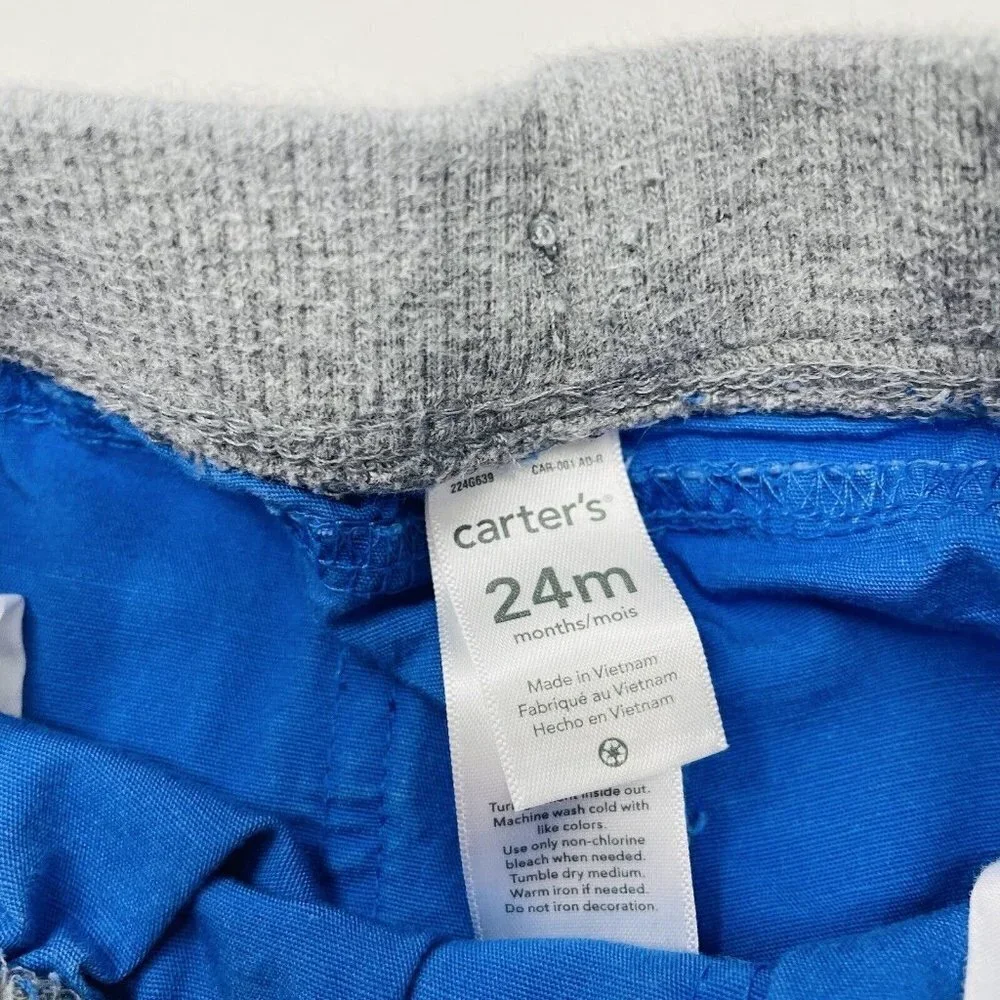 Carters Baby Boys Size 24 Months Drawstring Pull On Shorts Blue‎ 100% Cotton 942